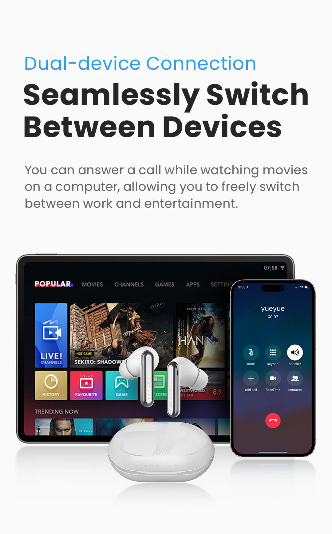 HAYLOU Mori Pro Bluetooth 5.4 Earbuds with ANC