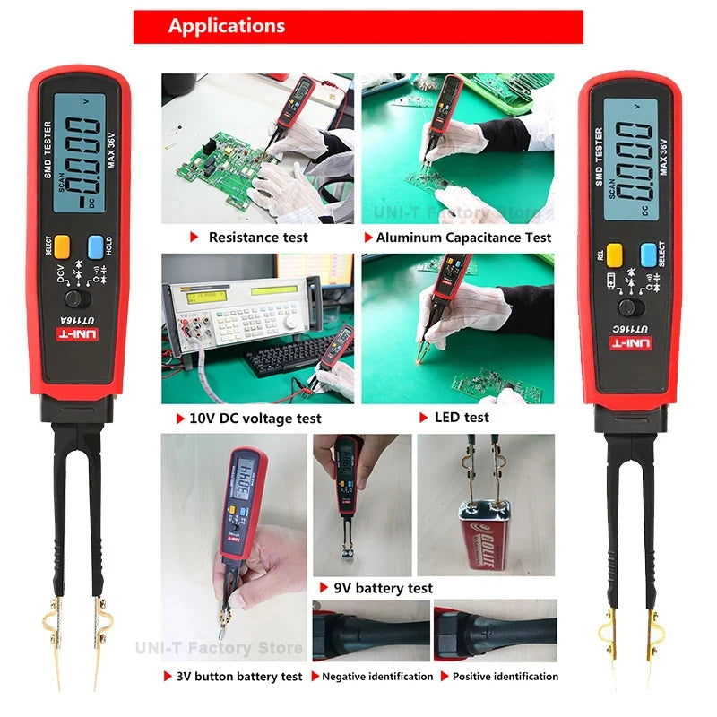 UNI-T UT116A UT116C Digital Tweezers SMD Tester LED Diode Electronic Component Tester Resistance Capacitor Electrical Multimeter