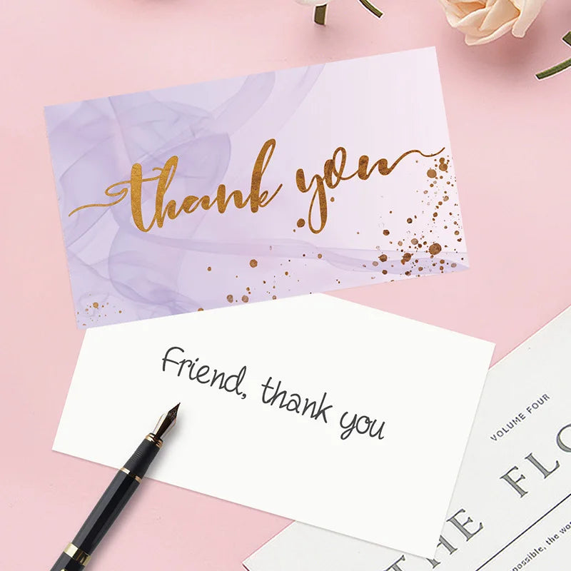 Gold Textured Thank You Cards - 50 Pack Elegant Gratitude Notes