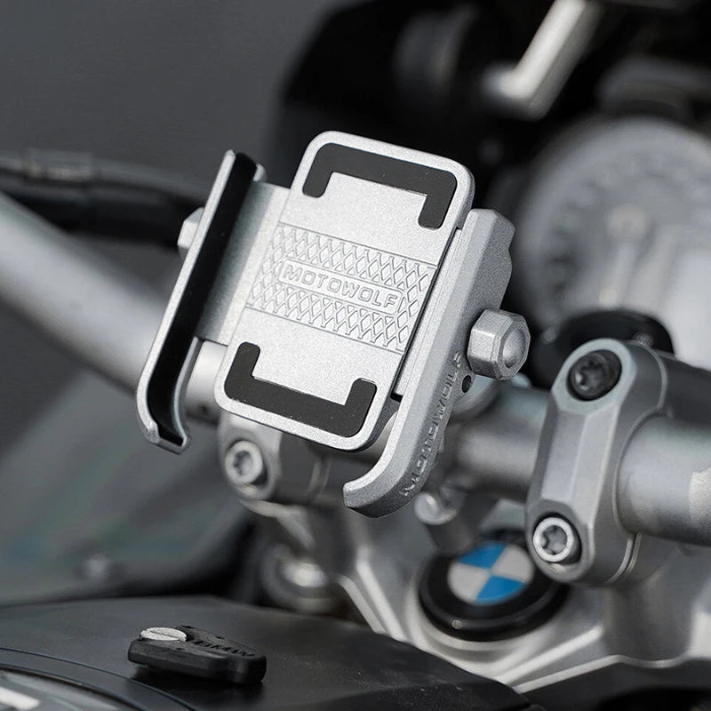 Supporto per telefono da moto in alluminio con montaggio sullo specchietto retrovisore
