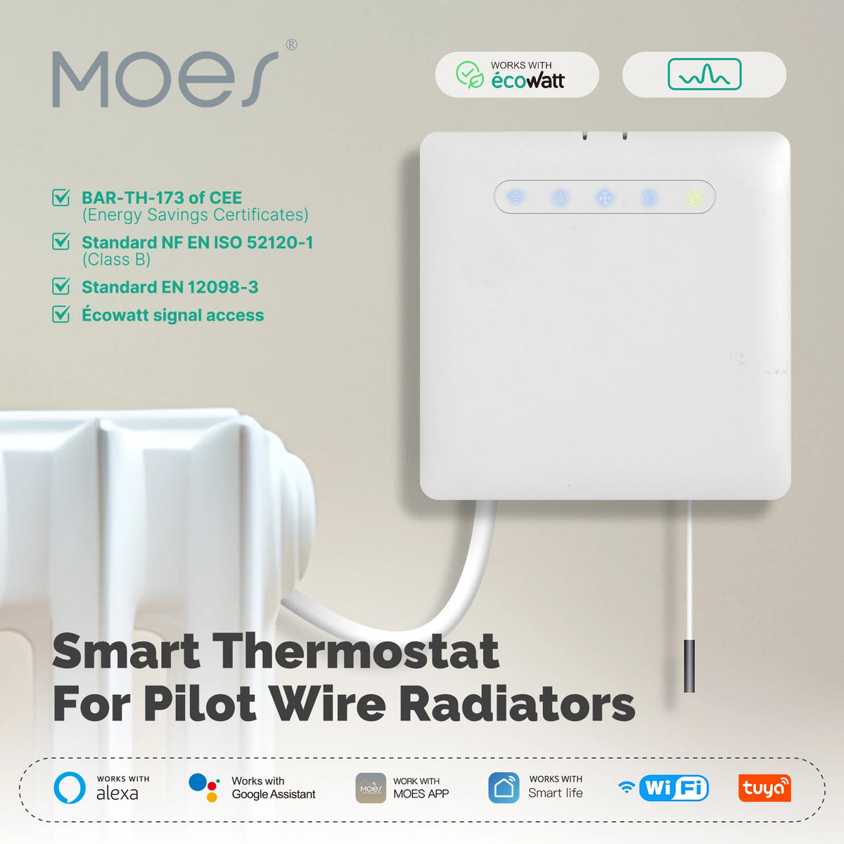 Thermostat WiFi pour radiateurs à câblage pilote