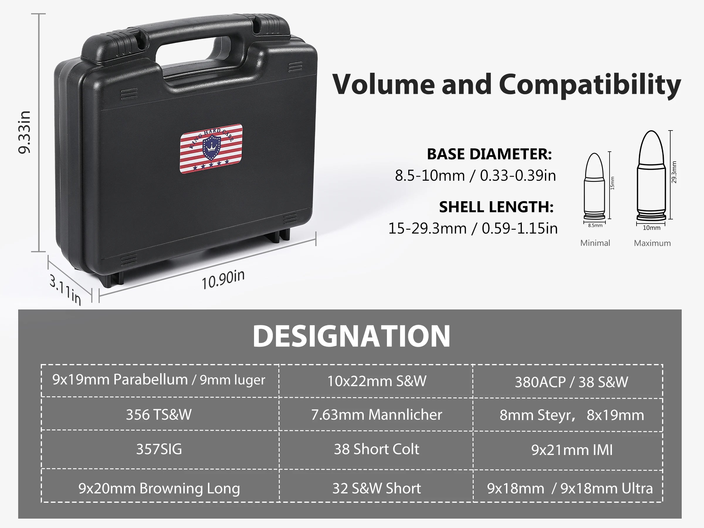 390Round 9mm Ammo Storage Case Travel Safe/Mil Spec/Waterproof Ammo Box-for 9x19mm Parabellum/9mm Luger 380ACP/ 38 S&W,W, 356 TS