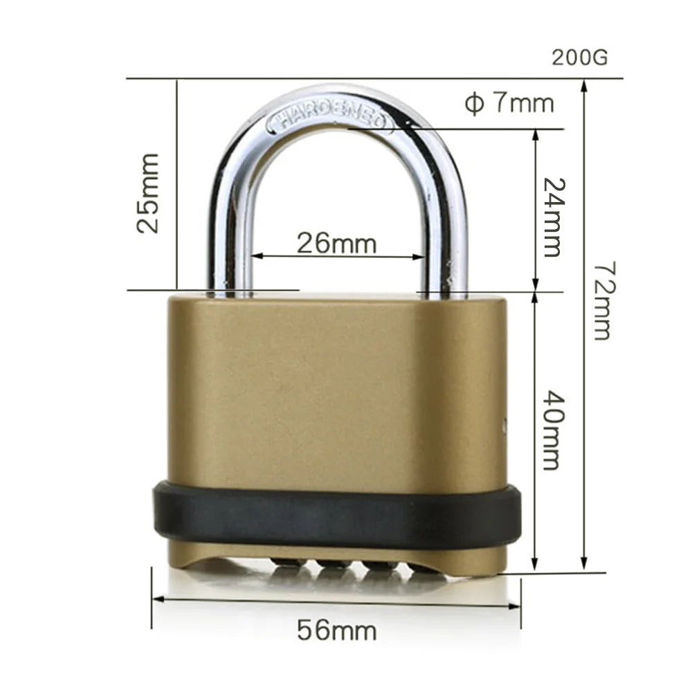 2PCS Waterproof 4-Digit Combination Lock - Durable Zinc Alloy Padlock for Gym Lockers, Toolboxes, Gates & More