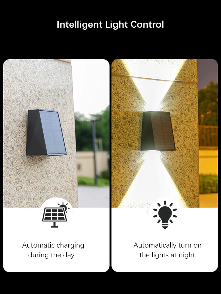 Solar Up-and-Down Wall Light for Garden and Porch, IP65