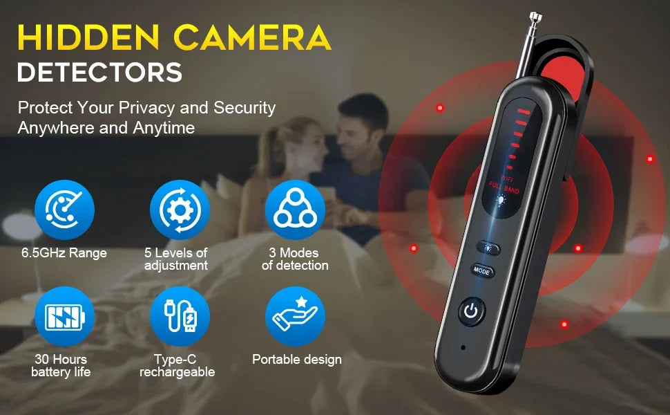 Hidden Camera Detector 2026 Portable Camera Finder, GPS Tracker Detector, RF Wireless Signal Scanner for Office, Hotels, Cars