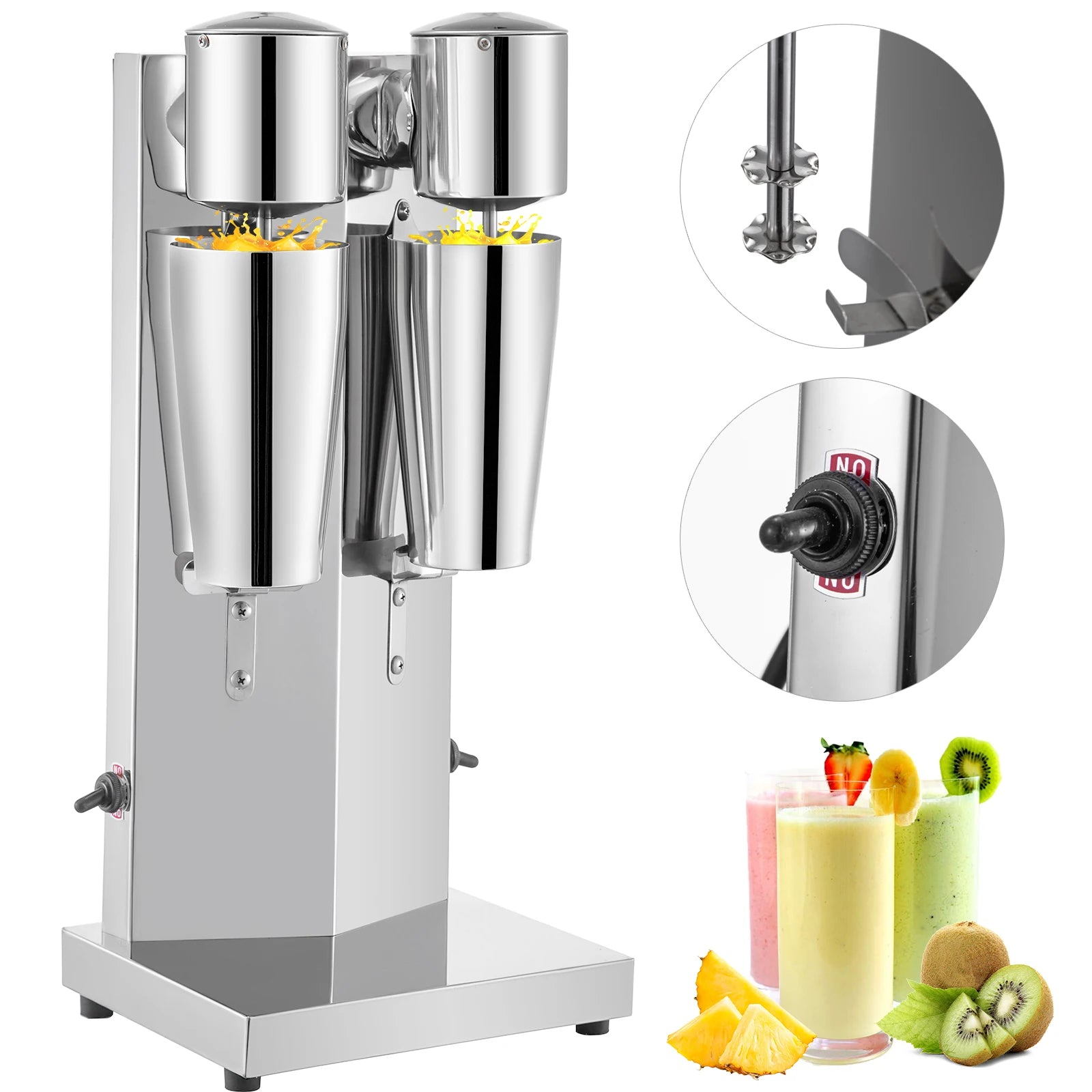 Commercial Double Head Milkshake Machine 800ml Stainless Steel Mixer