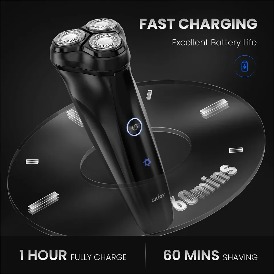 Rasoir électrique SEJOY pour hommes, rasoir rotatif 3D