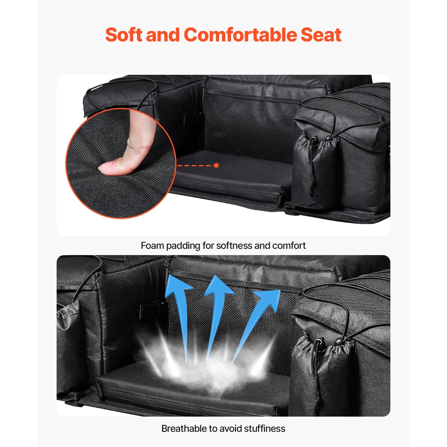 50L ATV Rear Storage Bag with Seat Cushion and Bottle Holder