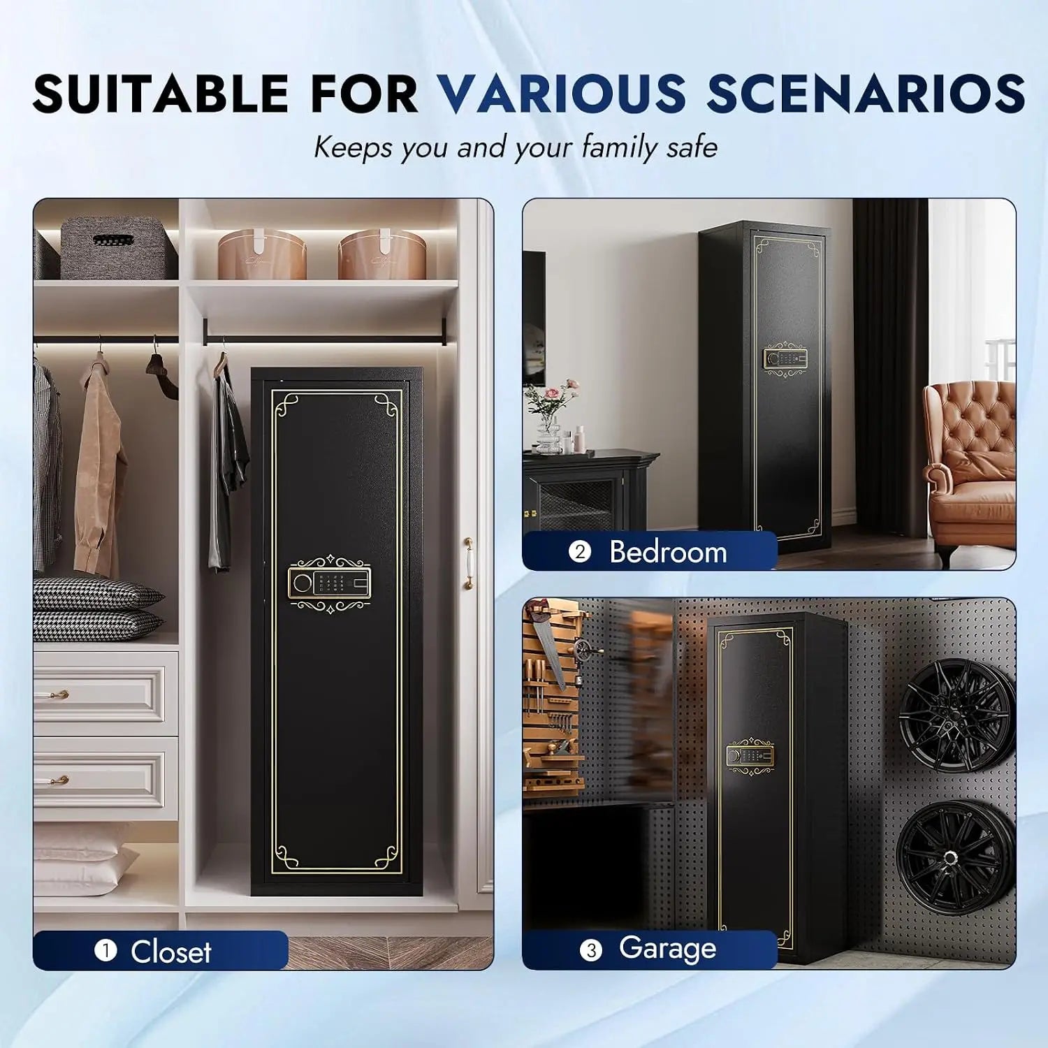 Biometric Gun Safe for 12-15 Rifles with Fingerprint Access