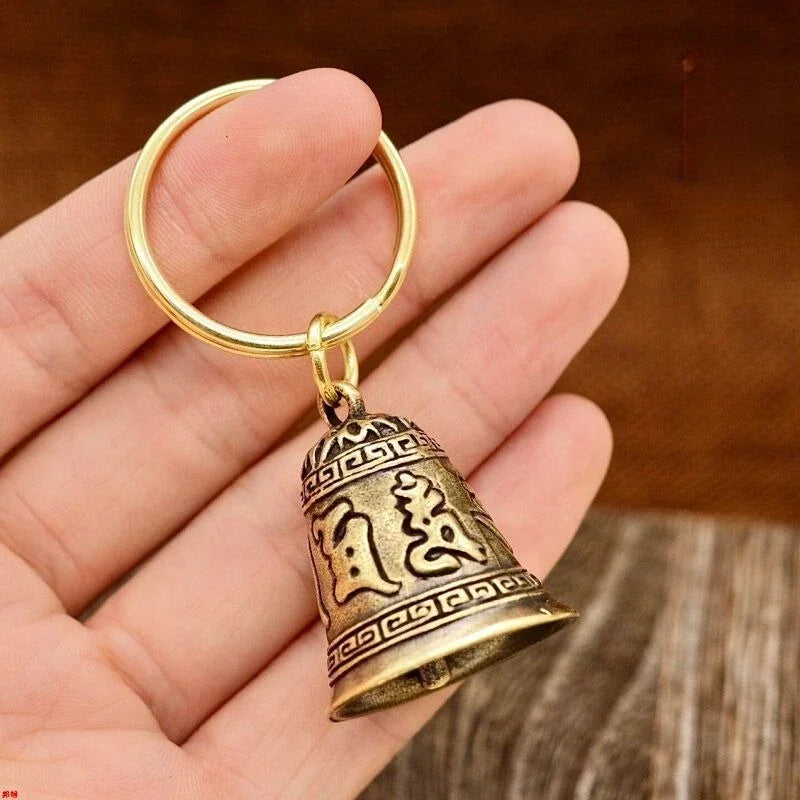 Six-character mantra bell keychain, creative keychain, ring, Heart Sutra copper bell pendant