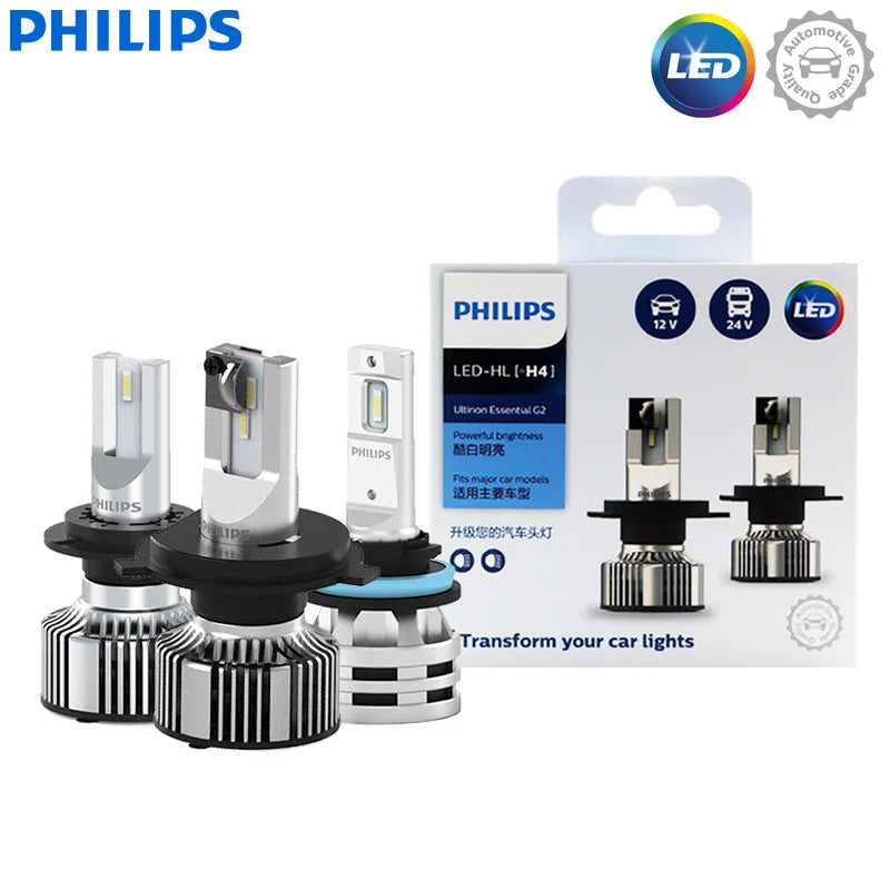 Philips Ultinon Essential G2 LED H1 H4 H7 H8 H11 H16 HB3 HB4 H1R2 9003 9005 9006 9012 6500K Auto Scheinwerfer Nebel-Lampe (2er Pack)