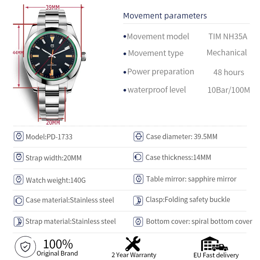 Orologio automatico Pagani Design Z-Blue con vetro zaffiro
