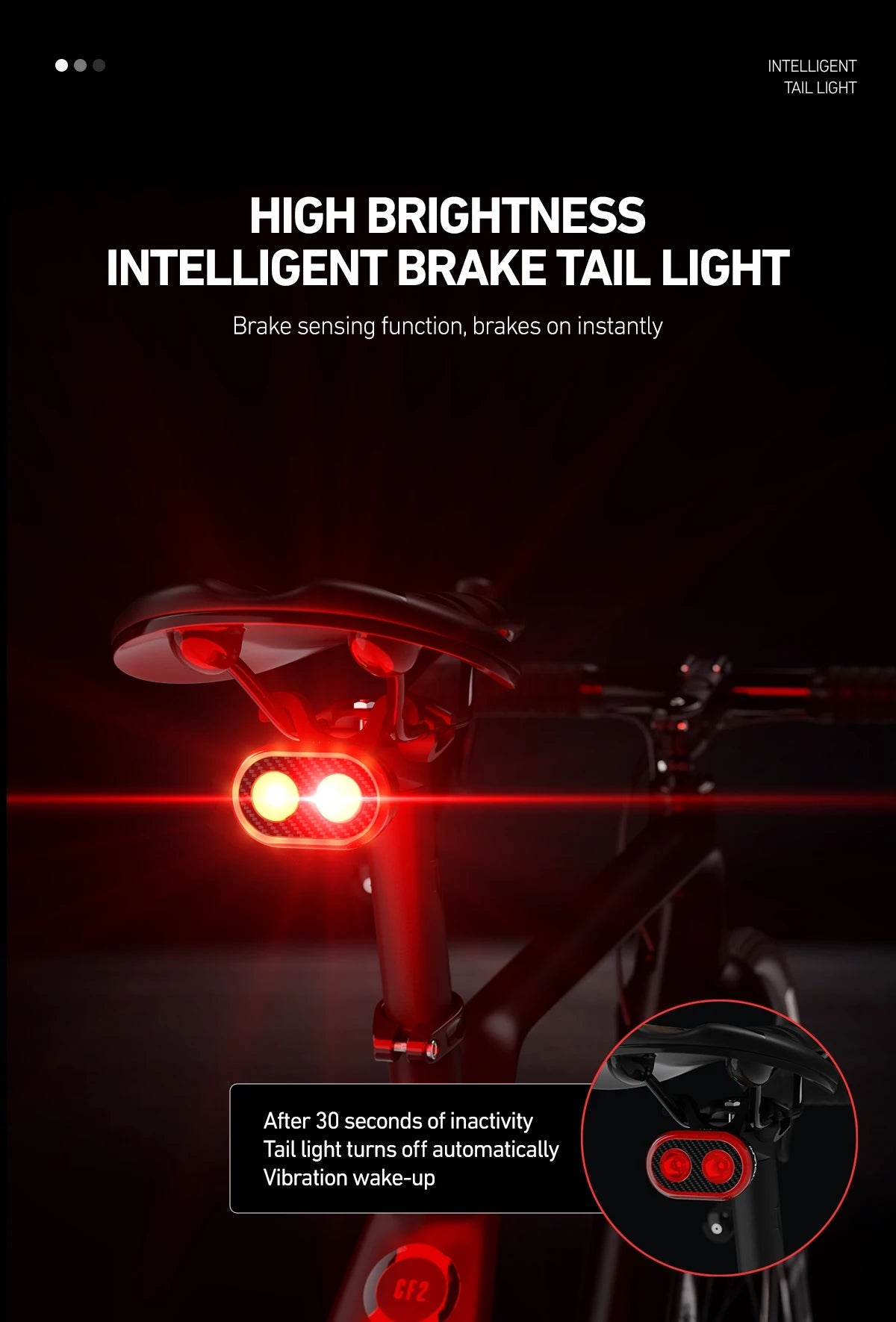 CYCLAMI CY300T Bicycle Smart Brake Sensing Front Rear Light Waterproof MTB Road Bike Lights Cycling Accessories