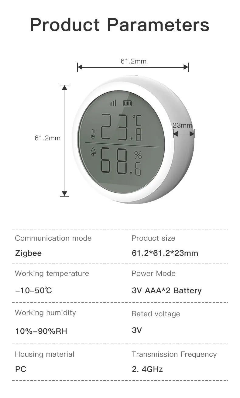 Work with Tuya Smart ZigBee Thermometer Home Indoor Temperature And Humidity Se nsor LCD Display APP Voice Control Alexa Google Home Assistant