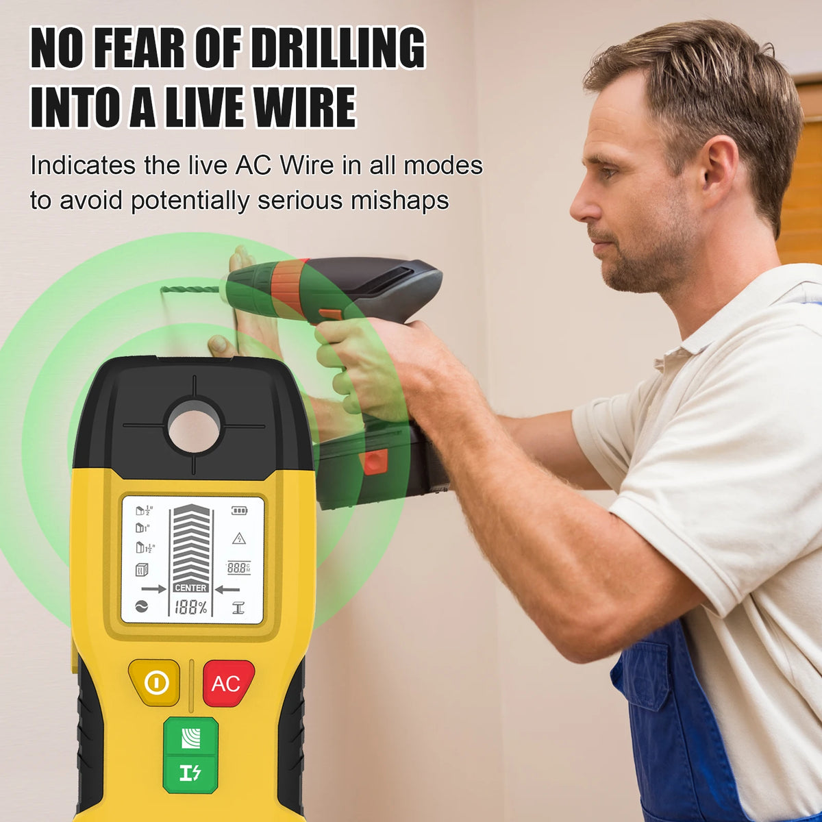 HW-100 Wall Stud Finder with Metal & AC Scanning Modes