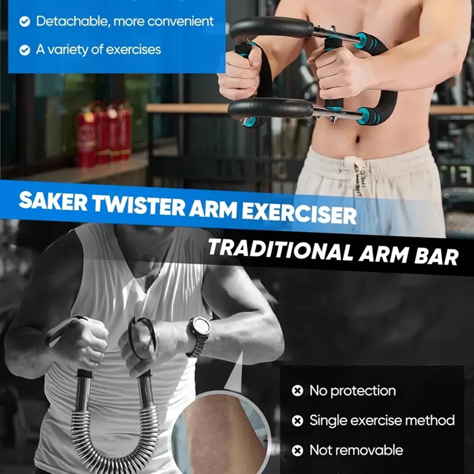 Adjustable Power Twister Arm Exerciser for Home Upper Body Training