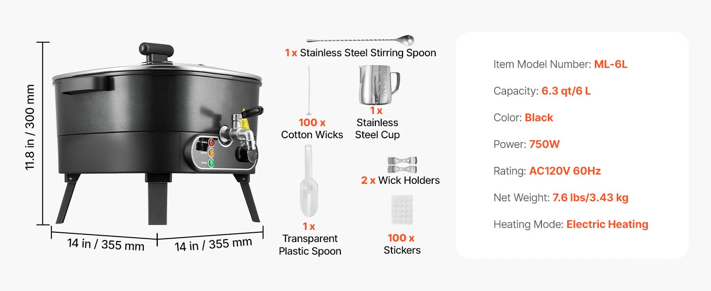 Wax Melter for Candle Making with Fast Heating & Easy Pour Spout