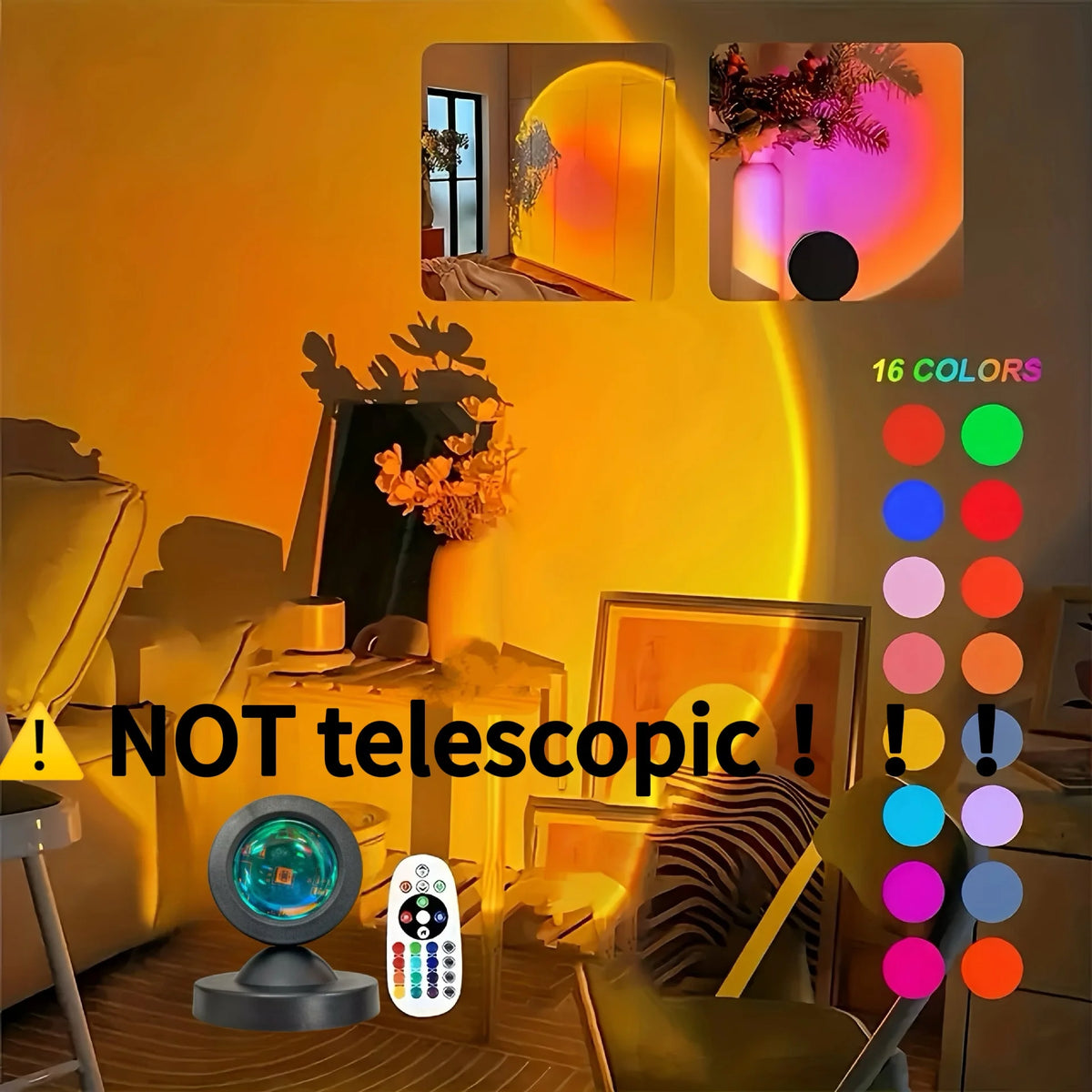 Lampa projekcyjna z 16 kolorami zachodu słońca i pilotem
