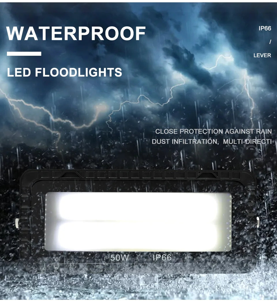 LED Flood Lights AC 220V 200W 100W 50W IP66 Waterproof Outdoor Garden Wall Lighting Projector Landscape Spotlight COB Floodlight