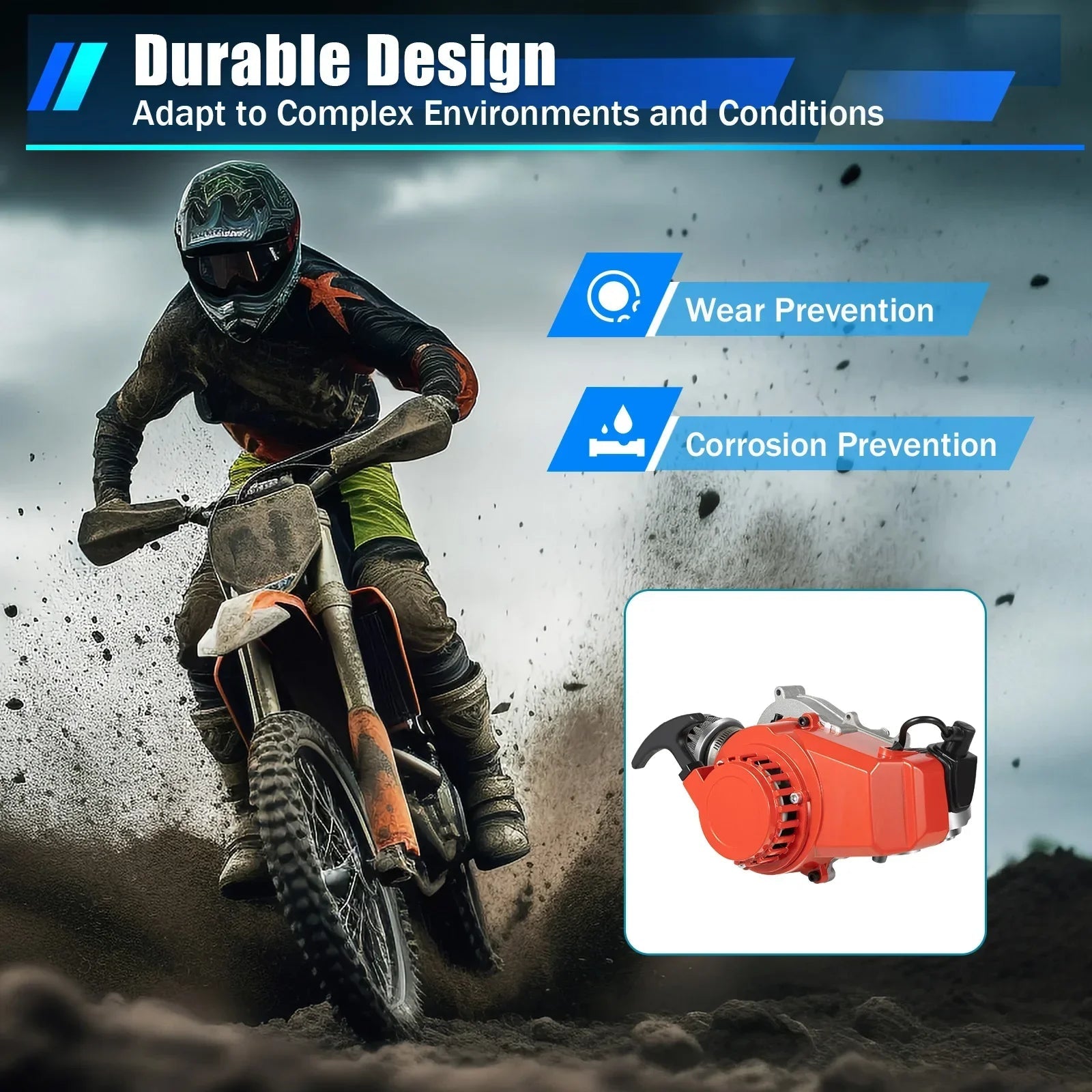 49CC 2-Stroke Pull Start Engine Gas Motor Electronic Ignition with Air Filter for Pocket Bike Mini Dirt Bike ATV Scooter 48km/h