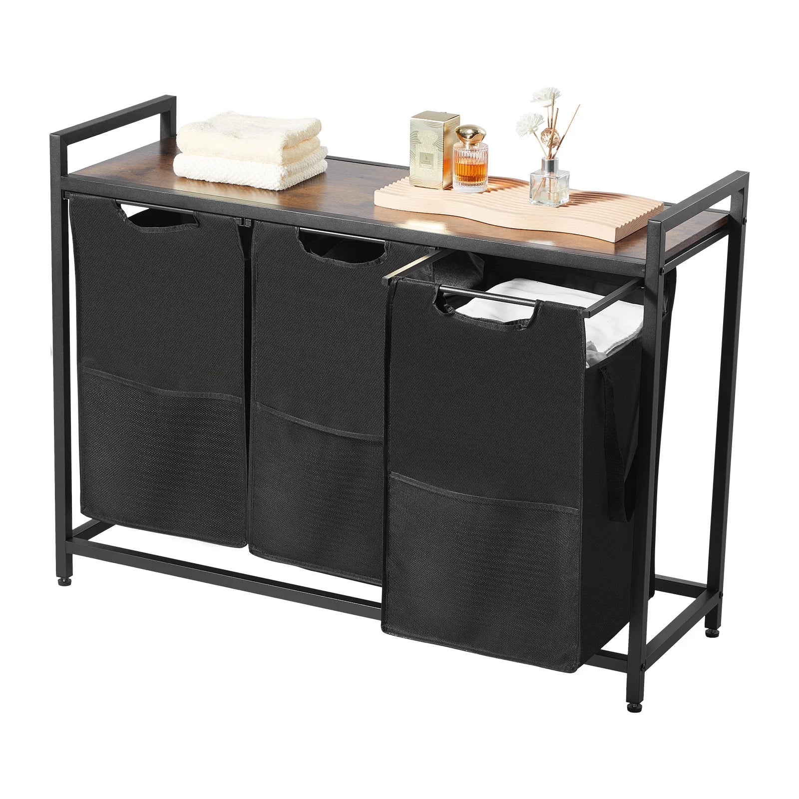 Large Laundry Sorter with Metal Frame & Pull-Out Bags