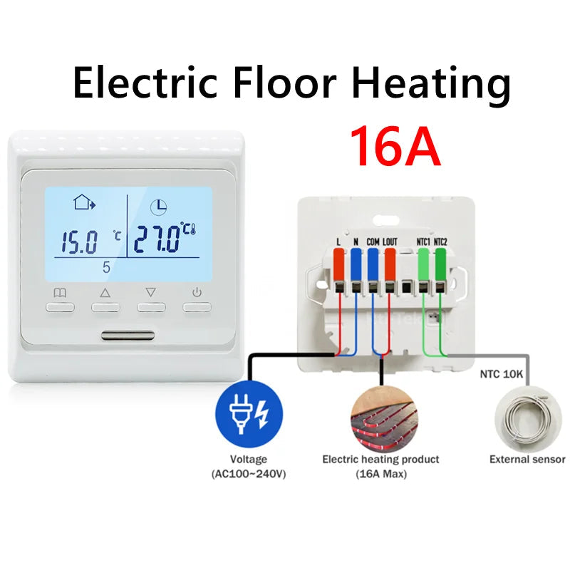 WIFI Underfloor Heating Thermostat LCD Screen 220V Electric, Water, Gas Boiler Warm Floor Programmable Temperature Controller