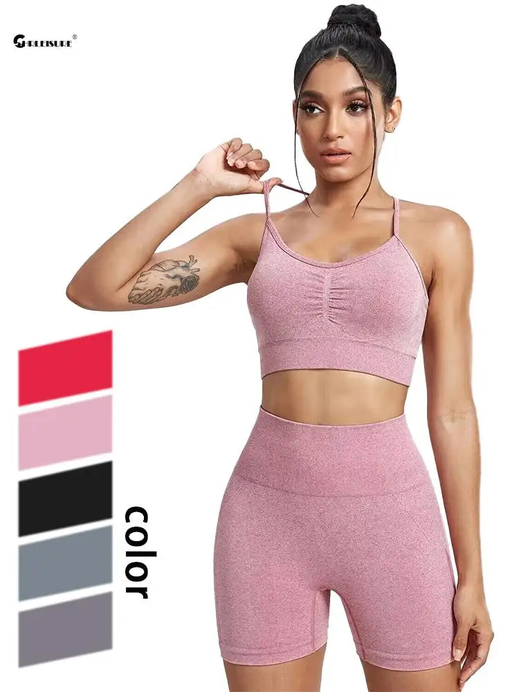 Nahtloses Yoga-BHF-BH und Shorts – Getrennt oder Set-Optionen
