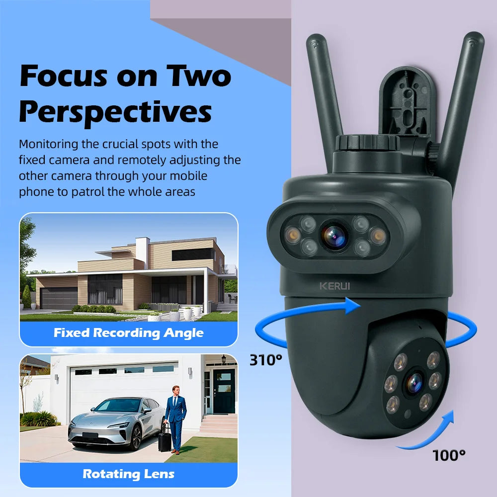 5K 10MP WiFi PTZ Outdoor Dual Lens Security Camera