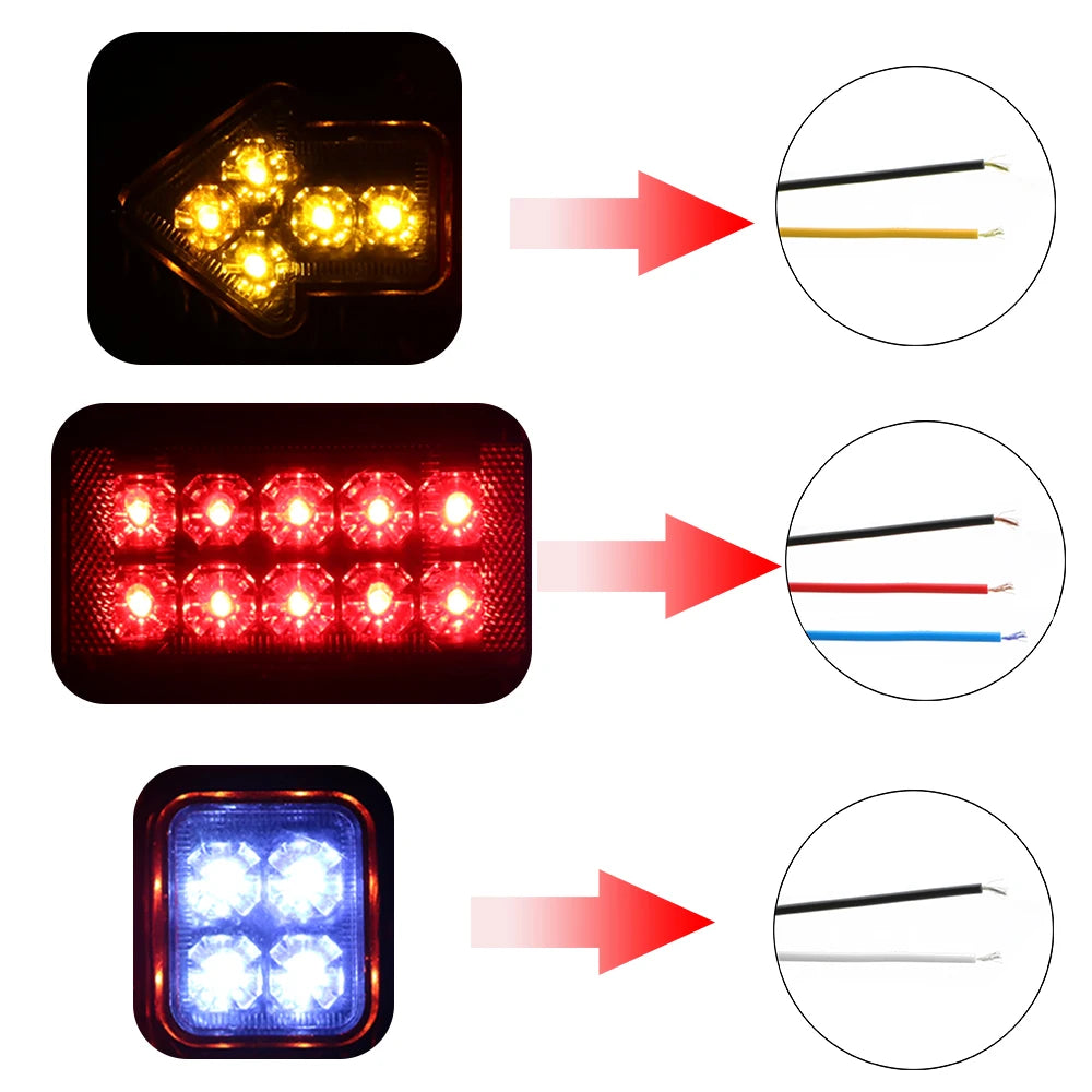 19LED Tail Lights Reversing Stop Brake Indicator 12V 24V For Trailer Lorries Truck Taillights Turn Signal Lamp Car Accessories