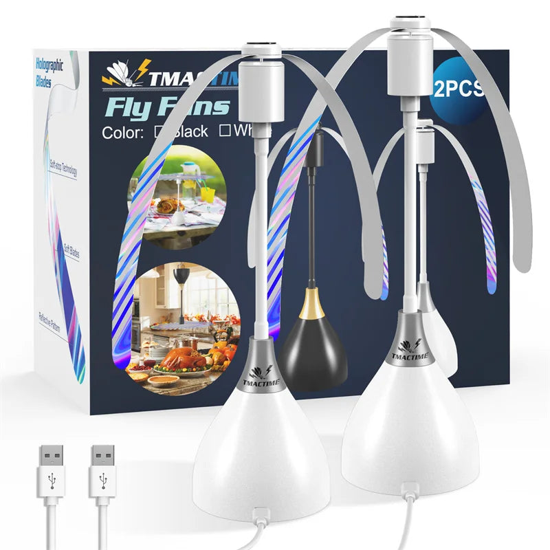 2/3pcs Fly Fans For Tables Effective Fly Repellent Fan Keeps Flies Away With Soft Blades USB Picnic BBQ Party Fly Fans