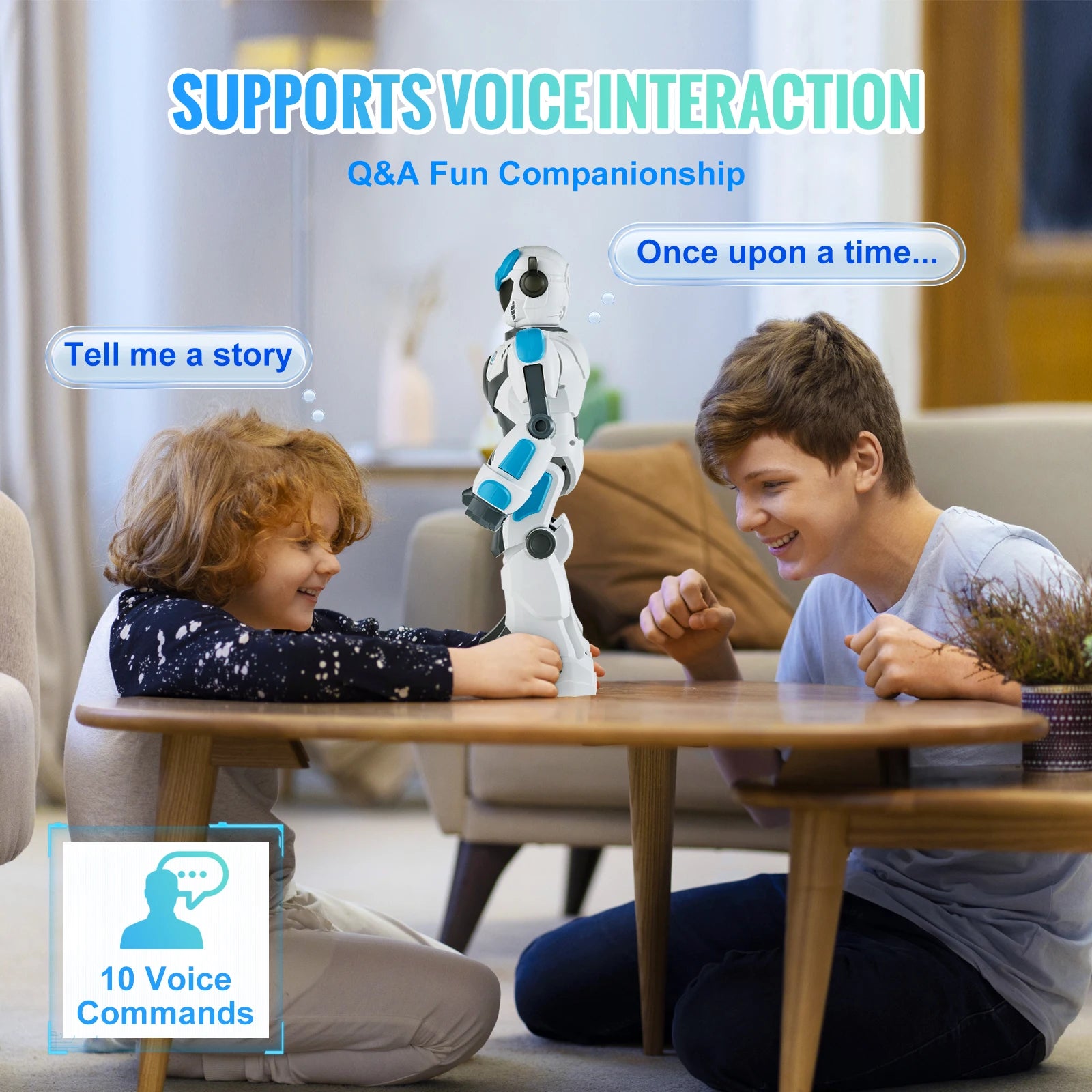 Jouet Robot Intelligent RC avec Contrôle Vocal, Gestes et Programmation