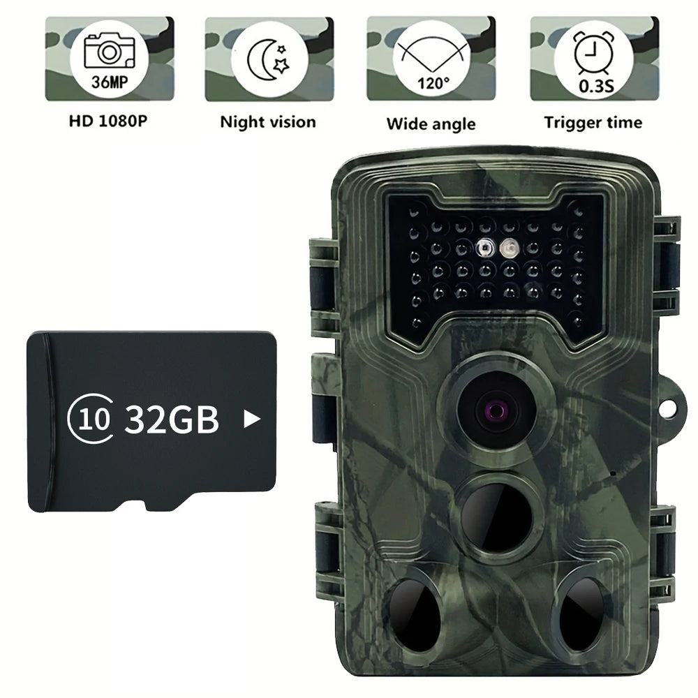 Mini Hunting Trail Camera 36MP 1080P Night Vision Wildlife Camera Motion Activated Tracking Photo Trap Cam Wild Surveillance