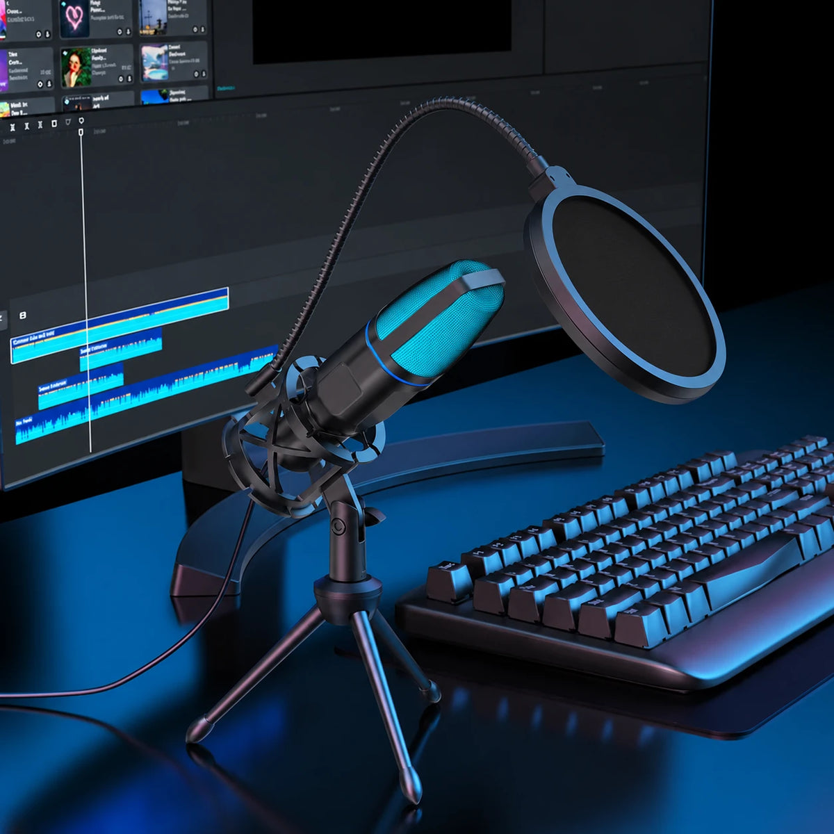 USB-kondensatormikrofon med RGB-belysning