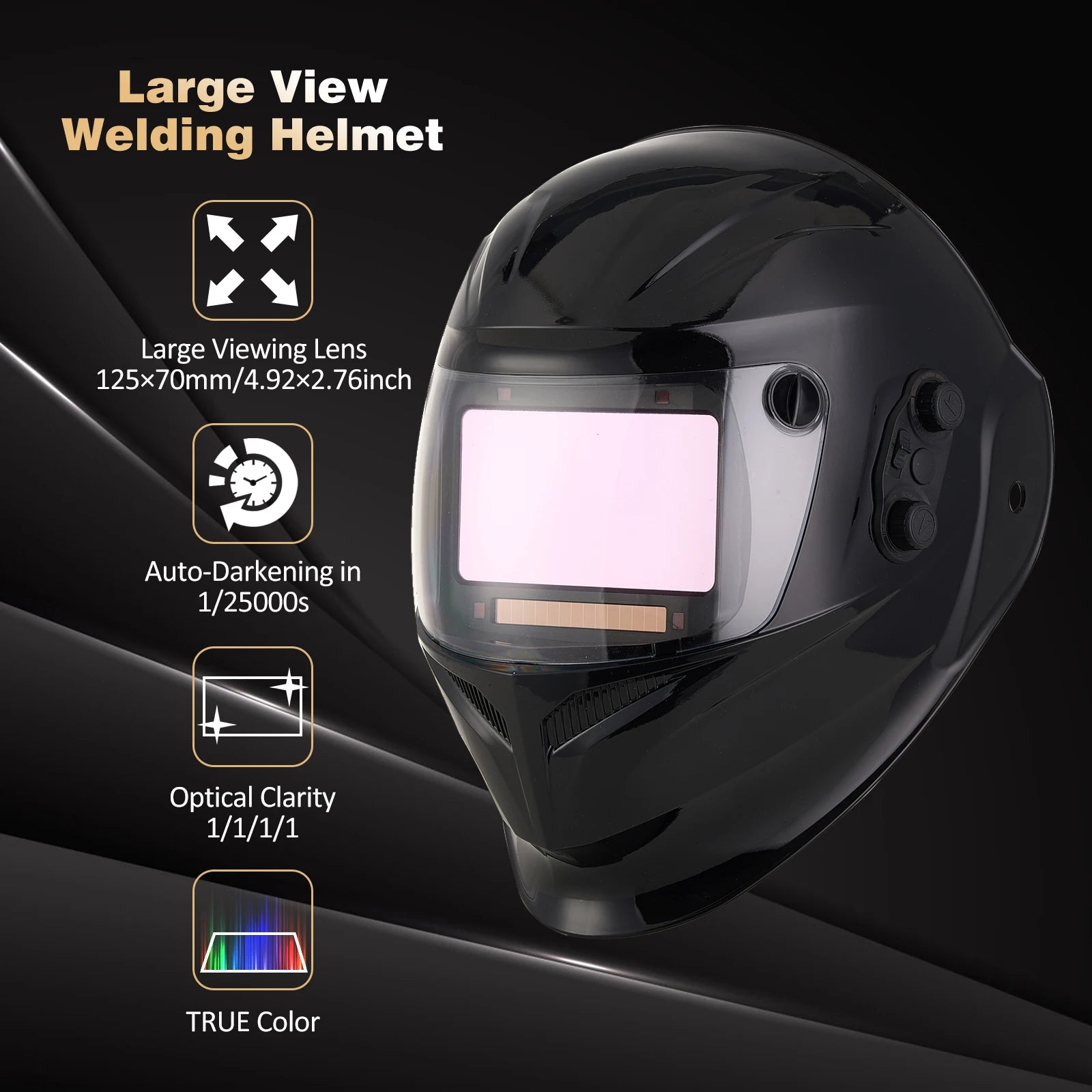 Auto-Darkening Welding Helmet 1/1/1/1 True Color 4 Sensors