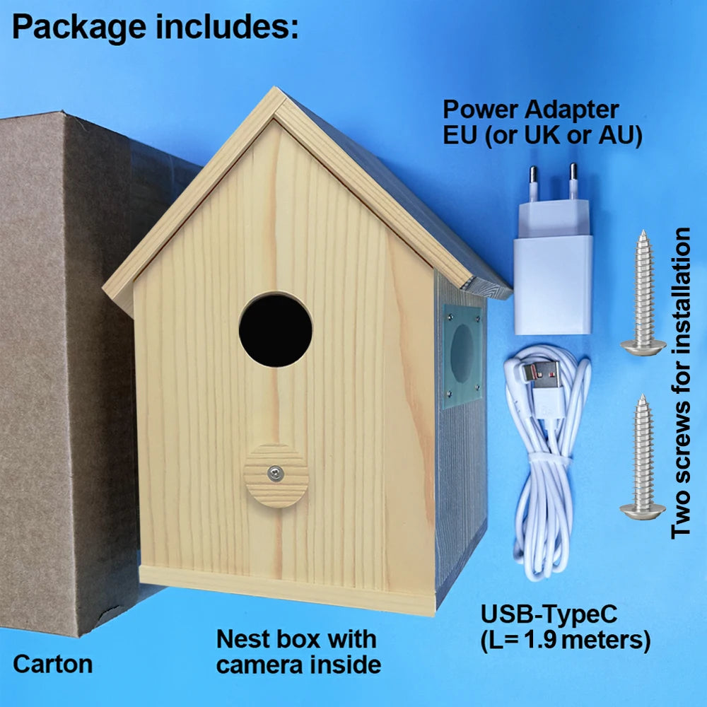Smart WiFi Bird House Camera 4MP HD with Night Vision & App
