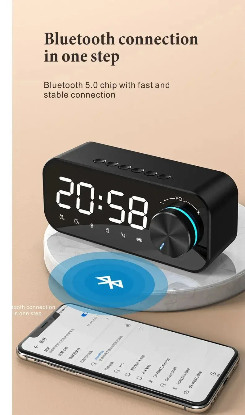Bluetooth ébresztőóra hangszóró FM rádióval és LED kijelzővel