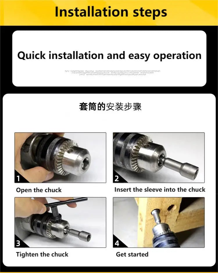 6-13mm Impact Socket Set Magnetic Nut Screwdriver 48mm Drill Bit Set 1/4” Hex Socket Adapter Bolt Drivers Socket Kit Hand Tools