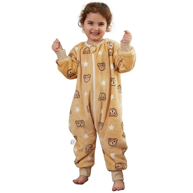 Cartoon Flannel Sleepsack Pajamas for Kids