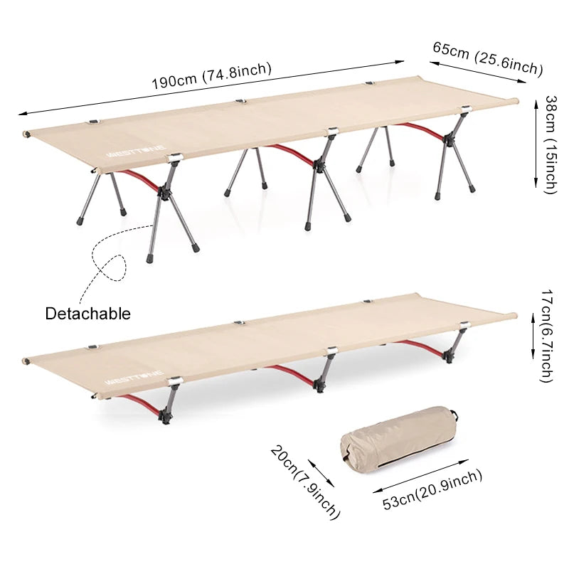 Portable Folding Camping Bed with Height Adjustment