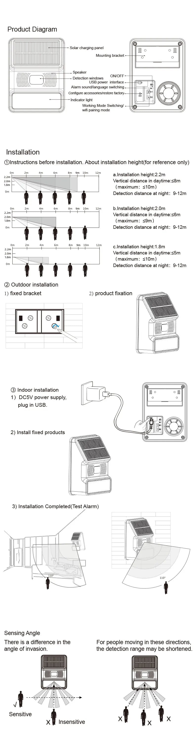 433MHz Wireless Solar Outdoor Alarm Siren