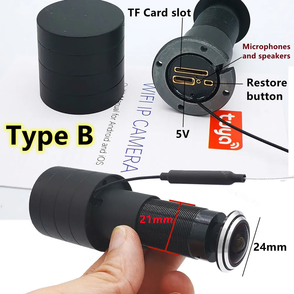 1080P WiFi Peephole Video Door Viewer with Motion Detection and Two-Way Audio