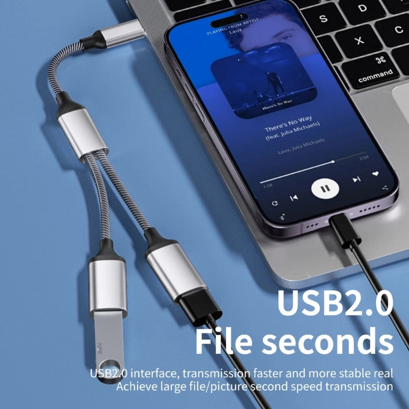 USB-A to Dual USB-A Splitter Cable, 28 cm
