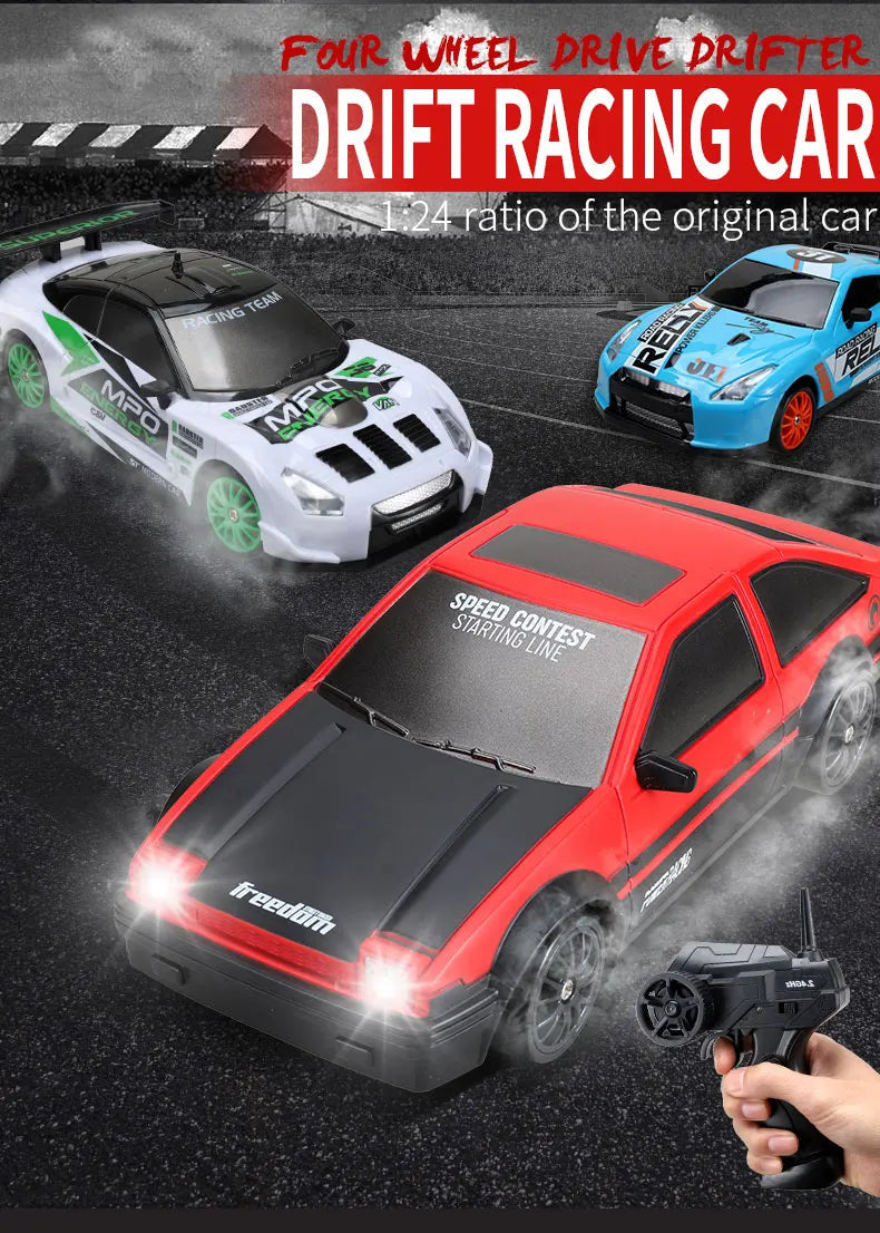 1:24 High Speed RC Drift Vehicle Cars Mustang 4WD Remote Control Racing Car Gift Competition Race Car Boys Toy Replaceable Tire