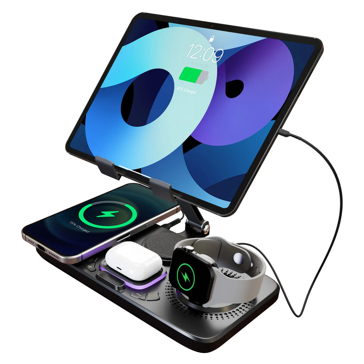 7-in-1 Wireless Charger Stand Pad, 15W Fast Charging