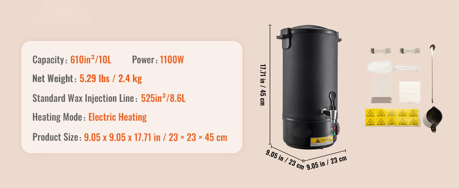6.5L Wax Melter with Spout & 9-Level Temperature Control