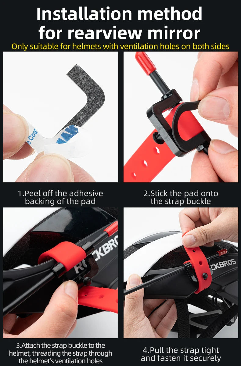 Bicycle Helmet Rearview Mirror with 360° Adjustable Viewing Angle