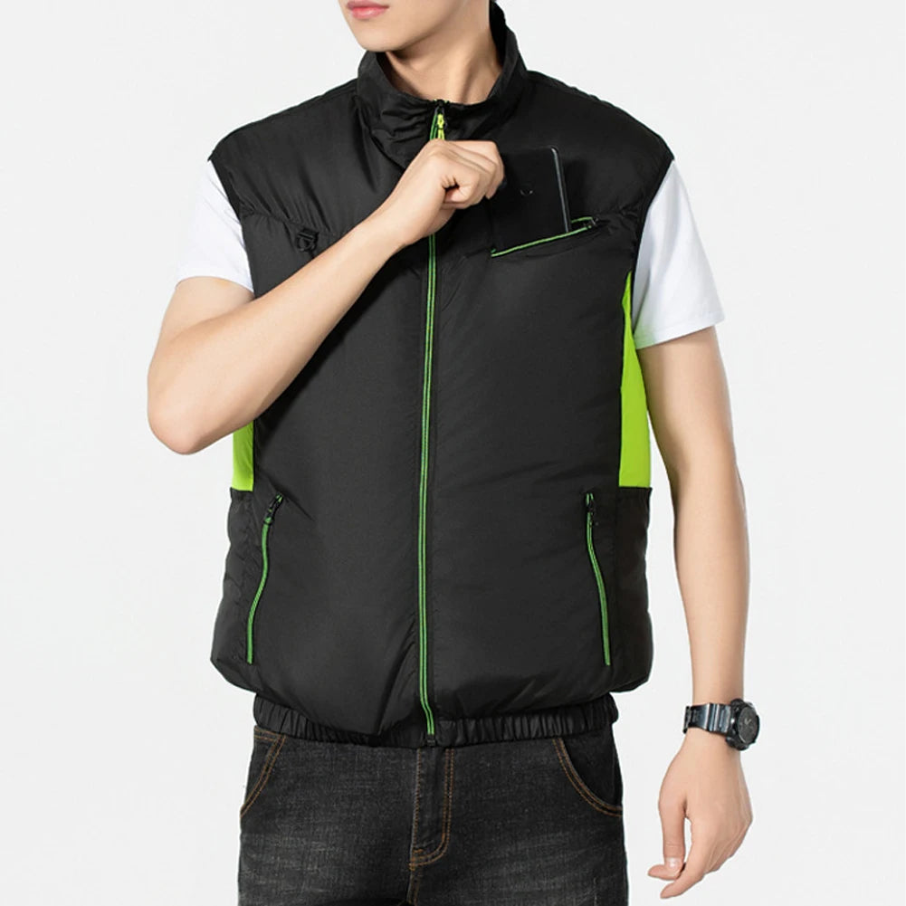 Cooling Vest Ice Fan Vest Heat Resistant for Summer Camping Fishing Hot Weather Work Fishing Vest Hiking Air-conditioned Clothes