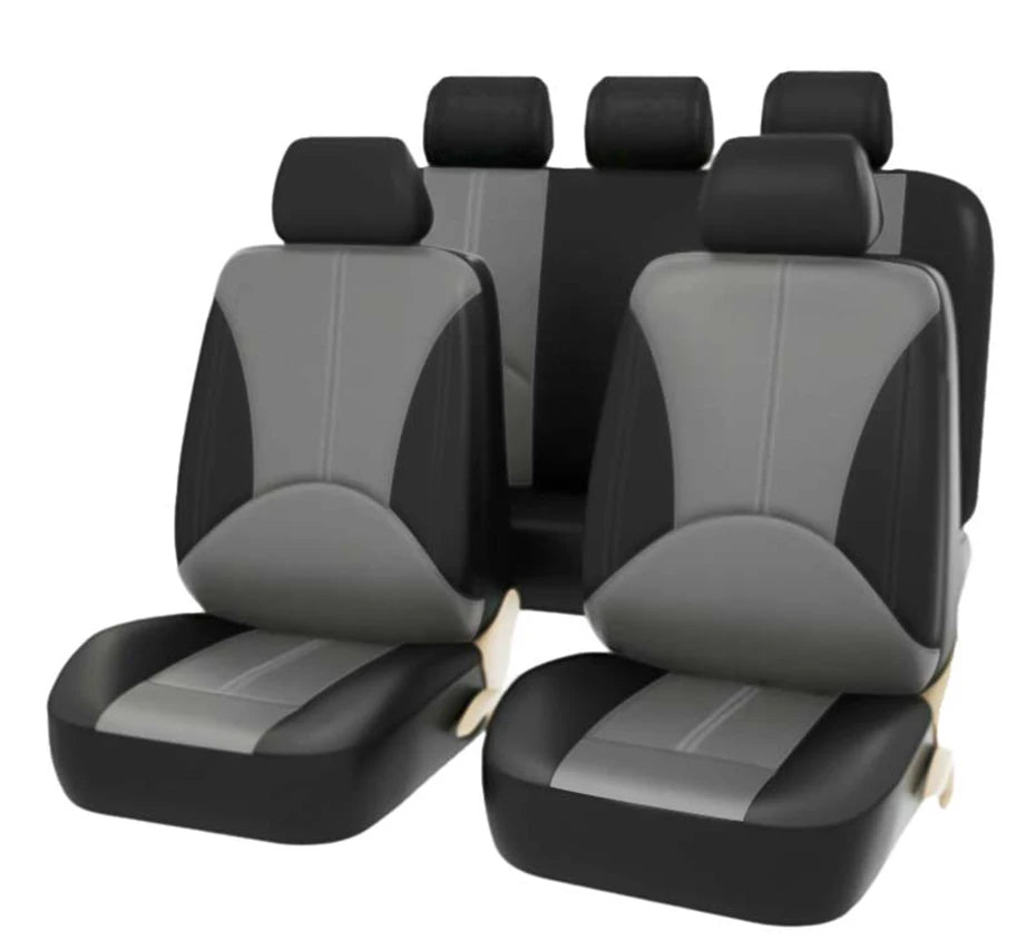 PU Leather Car Seat Cover Set Breathable Vehicle Seat Cushion Full Surround Cover for Car Compatible with Airbag Fit 5-Seat Auto