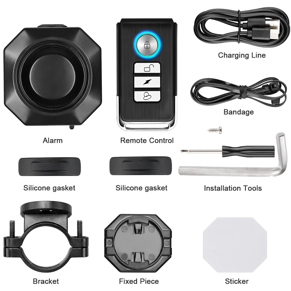 Wireless Bike Alarm with Remote, 110dB Motion Sensor Anti-Theft