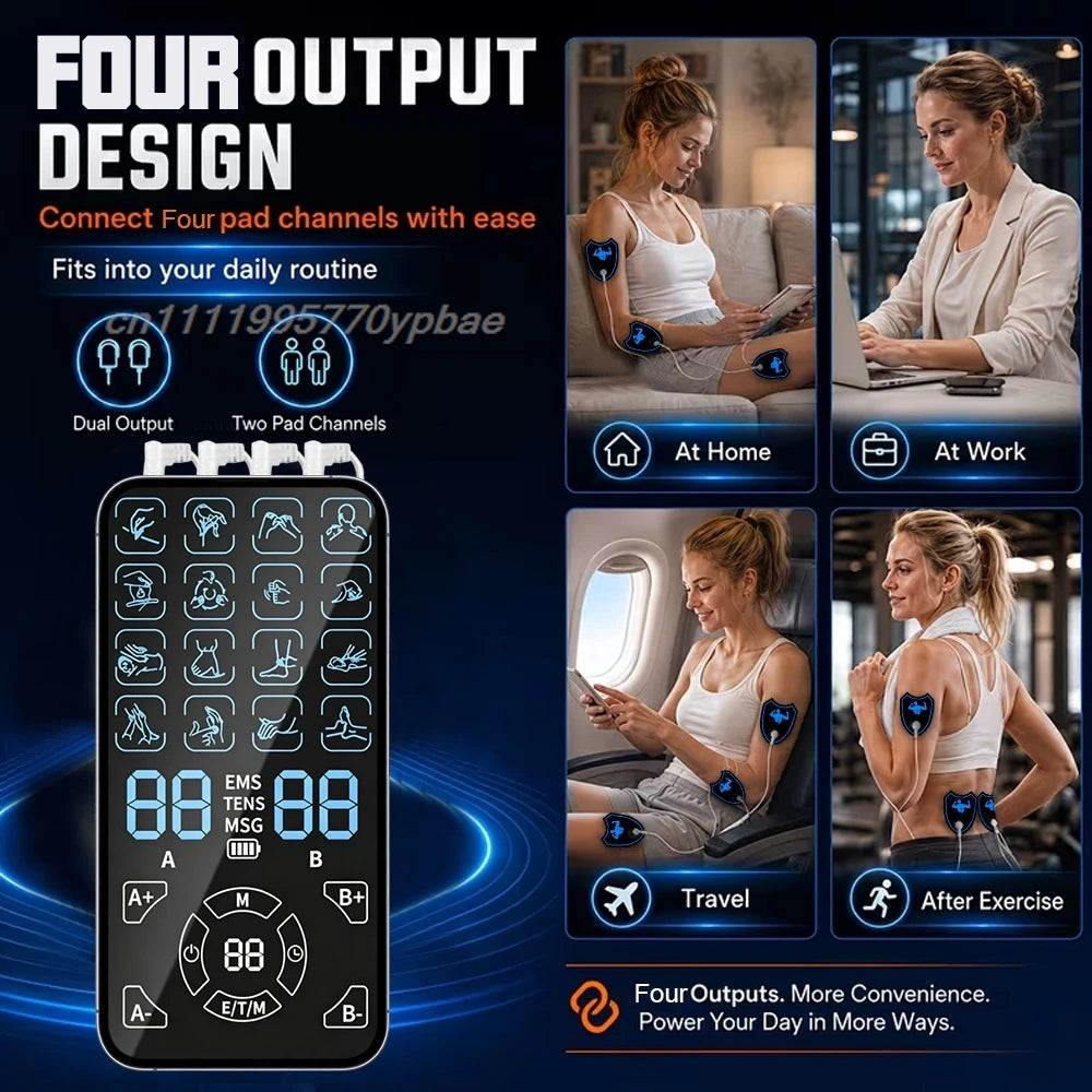 Rechargeable Dual-Channel TENS/EMS Massager, 16 Modes